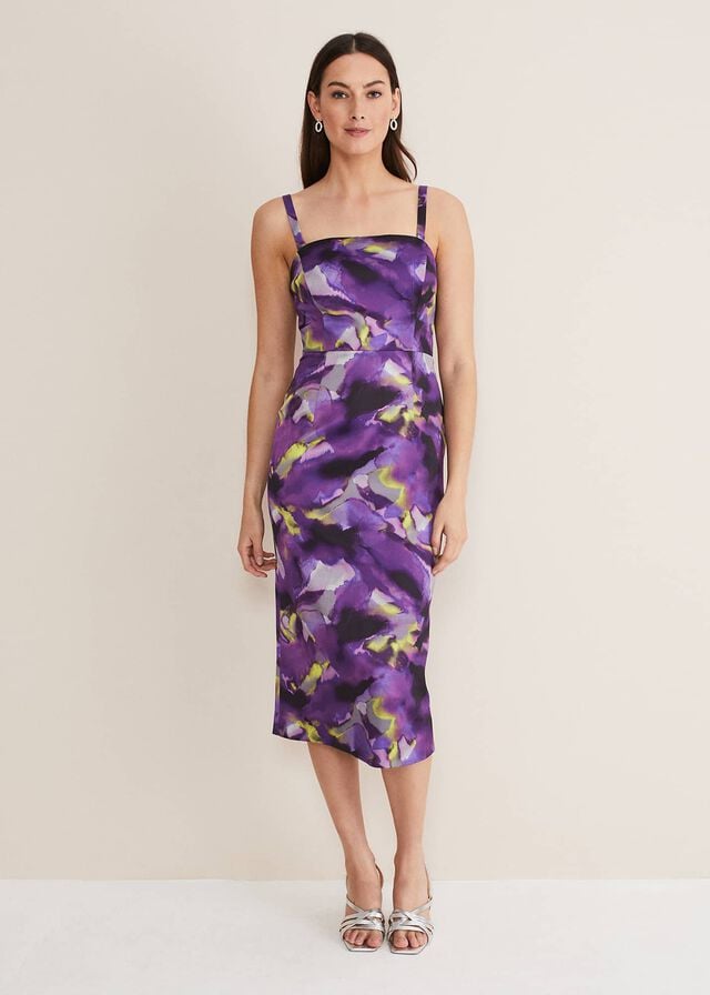 Phase Eight Adelita Abstract Print Dress Purple/Multicolor Australia | LB0873426